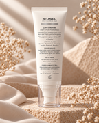 Lumi Cream Cleanser de MONEL Skin Science Labs, vista posterior, presentación de 50 g
